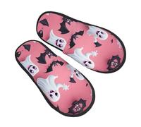 DRTGEDS Ghost Horror Halloween Pumpkin printing Fall Winter Fuzzy Slippers Comfy House Shoes,Portable for Hotel Travel Gifts for Women and Men, Black, 5