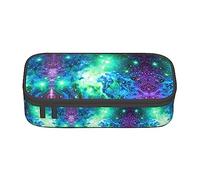 DRTGEDS Green Blue Purple Galaxy Pencil Case, Multi- Slot Pencil Pouch, Portable Pencil Bag, Colored Pen Case For Office