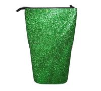 DRTGEDS Green Sequin Sparkle Standing Office Bag Telescopic Pen Holder Makeup Organizer, Pencil Case