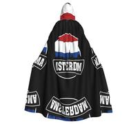 DRTGEDS Halloween Hooded Cloak Dutch Print Amsterdam Skyline Dutch Print Cape for Fancy Dress Dance Stage Costume Stage Costume Large Hooded Cloak