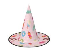 DRTGEDS Halloween Witch Hat Ice Cream Print Many Colors for Women Foldable Cap Halloween Party Costume Accessories 1PC