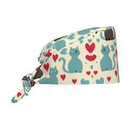 DRTGEDS Happy Walking Kitty Adjustable Working Hat with Sweatband, Hat with Tie Back Function, Suitable for Women and Men, One Size, Black, One Size