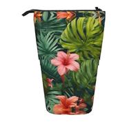 DRTGEDS Hojas Tropicales Y Flores Pop-Up Pencil Case And Cosmetics Pouch Standup Telescopic Craft Supplies Makeup Organizer