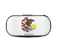 DRTGEDS Illinois State Flag Pencil Case For Men Women,Portable Pencil Pouch Aesthetic, Zipper Cases For Office Organizer, Black, One Size, Art Deco