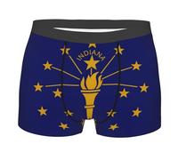 DRTGEDS Indiana State Flag Men's 1 Pack Stretch Boxer Brief,Moisture-Wicking Underwear, Black, M