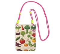 DRTGEDS Introduction of Various Vegetable Print Travel Handbags Crossbody Mobile Phone Bag with Shoulder Strap for Any Phone, Keys, Wallet, Fuchsia, One Size