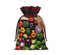 DRTGEDS Introduction of various vegetables, 1 piece 4.7 x 6.9 inch drawstring Christmas gift bag, for holiday party gift giving
