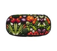 DRTGEDS Introduction Of Various Vegetables Pencil Case For Men Women,Portable Pencil Pouch Aesthetic, Zipper Cases For Office Organizer, Black, One Size, Art Deco