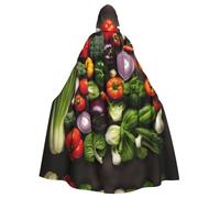 DRTGEDS Introduction of Various Vegetables Printing Vampire Halloween Hooded Cloak for Costume Balls Use Stage, Stage Costumes Large Hooded Cloak