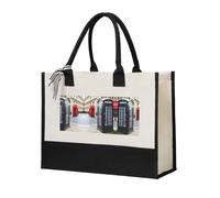 DRTGEDS Large Canvas Phone Booth Bags Reusable Bags with Handles Shopping Bags for Christmas, beige, One Size