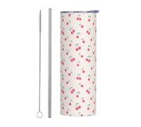 DRTGEDS Lovely Sweet Red Cherry Travel Mug,Stainless Steel Insulated Tumbler With Lid And Straw Gifts For Woman And Man