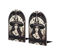 Drtgeds Magic Witch Witchcraft Bohemian Bookends for Shelves,Heavy Duty Book Ends and Desktop Organizer,Book Stopper for Books/Movies
