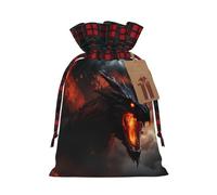 DRTGEDS Magical Dragon Printing 8.3" x 11.8" Durable Plaid Christmas Bag for Christmas Party Gift Wrapping