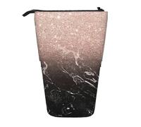 DRTGEDS Marble Color Rose Gold Standing Stationery Bag telescopic Pen Pouch Holder Makeup Organizer,Pencil Case