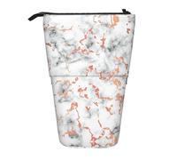 DRTGEDS Marble Texture Copper Splatter Standing Stationery Bag telescopic Pen Pouch Holder Makeup Organizer,Pencil Case