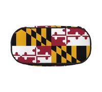 DRTGEDS Maryland State Flag Pencil for Men and Women, Portable Aesthetic Pencil Case, Zipper Cases for Office Organizer, black 1, One Size, Art Deco