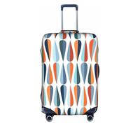 DRTGEDS Mid Century Modern Retro With Drop Shapes Printing Elastic Luggage Protector Large Suitcase Cover, Side Invisible Zippers For Travel Business, White, XL