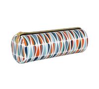 DRTGEDS Mid Century Modern Retro With Drop Shapes Stylish Printing Pencil Roll Pouch,Multi-Purpose Case For Stationery Organizer For Craft,Work, White, One Size, Fashion