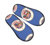 DRTGEDS Minnesota State Flag Print Fuzzy Slippers Fall Winter Comfortable House Shoes Portable Hotel Travel Gifts for Women Men, Black/White, 4.5 UK