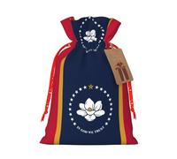 DRTGEDS Mississippi State Flag Printing 8.3x11.8 In Durable Christmas Bag With Kraft Tag For Christmas Birthday Party Gift Wrapping