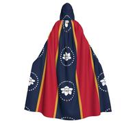 DRTGEDS Mississippi State Flag Printing Vampire Halloween Hooded Cloak For Costume Balls Stage Use,Stage Costumes Large Hooded Cloak