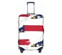 DRTGEDS North Carolina State Flag Map Printing Elastic Luggage Protector Large Suitcase Cover, Side Invisible Zippers For Travel Business, White, L