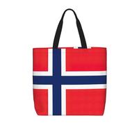 DRTGEDS Norwegian Flag Tote Bags for Women Polyester Tote Bags with Pockets Top Handle for Work, Black/White, One Size