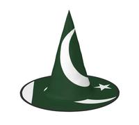 DRTGEDS Pakistani Flag Print Halloween Witch Hat Women Foldable Wide Brim Halloween Party Costume Accessories 1PC