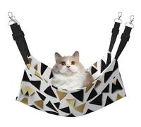 DRTGEDS Pet Cage Hammock, Black and White Gold Triangles Design Warm Pet Hammock Soft for Winter Hanging