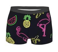 DRTGEDS Pineapple Banana Flamingo Boxer Briefs, Moisture Wicking & Breathable,Underwear for Men, Black, Large