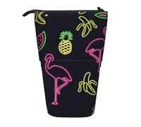 DRTGEDS Pineapple Banana Flamingo Standing Stationery Bag telescopic Pen Pouch Holder Makeup Organizer,Pencil Case