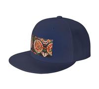 DRTGEDS Pizza Food Custom Baseball Cap with Image,Men's Hat,Snapback Flat Brim Baseball Cap, Navy Blue, One size