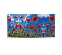 DRTGEDS Poppies on Blue Sky Backdrop and Signs Customize,Personalized Banner for Themed Party Birthday Graduation