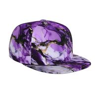 DRTGEDS Red Blue White Gray Stripes Custom Baseball Cap with Image,Men's Hat,Snapback Flat Brim Baseball Cap, Purple Marble, One size