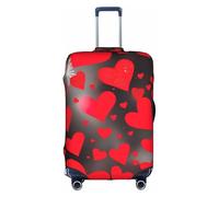 DRTGEDS Red Hearts Firework Printing Elastic Luggage Protector Large Suitcase Cover, Side Invisible Zippers For Travel Business, White, L