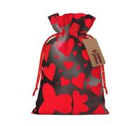 DRTGEDS Red Hearts Fireworks 1 Pcs Christmas Drawstring Gift Bag 4.7 x 6.9 Inches For Giving Gifts In Holiday Party Packaging