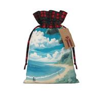 DRTGEDS Seashells On The Beach - 1 Christmas Drawstring Gift Bag 8.3" x 11.8" - Holiday Party Gift