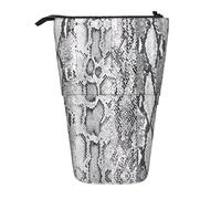 DRTGEDS snake skin black and white Standing Stationery Bag telescopic Pen Pouch Holder Makeup Organizer,Pencil Case
