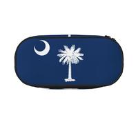 DRTGEDS South Carolina Flag Pencil Case For Men Women,Portable Pencil Pouch Aesthetic, Zipper Cases For Office Organizer, Black, One Size, Art Deco