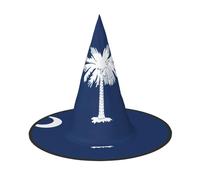 DRTGEDS South Carolina Print Halloween Flag Witch Hat Women Folding Hat Wide Edge Halloween Party Costume Accessories 1 Pc
