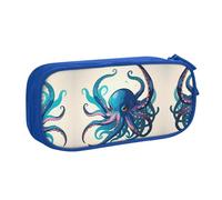 DRTGEDS Squid Pencil Case Large Capacity Pencil Case Stationery Pouch Pen Case for Office Blue and Purple, blue, standard size, Sporty