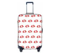 DRTGEDS Swiss Flag Map Printing Elastic Luggage Protector Large Suitcase Cover, Side Invisible Zippers For Travel Business, White, L