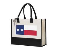 DRTGEDS Texas State Flag Large Canvas Tote Bags Reusable Shopping Bags with Handles for Christmas, beige, One Size