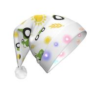 DRTGEDS Tractor Farming Christmas Hat, Colour Led Lights, Adult Santa Hat, Christmas Hats For New Year