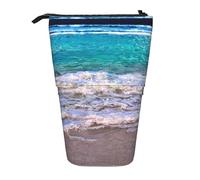 DRTGEDS White Beach Tropical Sea Pop-Up Pencil Case And Cosmetics Pouch Standup Telescopic Craft Supplies Makeup Organizer