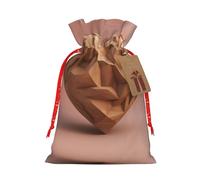 DRTGEDS Wooden Heart 1 Pcs Christmas Drawstring Gift Bag 4.7x 6.9 Inch, For Giving Gifts In Holiday Party Packaging
