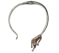 DRTLPMB Leopard Necklace Statement Collarbone Chain Alloy Cuff for Women Evening Party Outfit Accent Daily Open Collar Leopard Necklace Statement Animal Detail Jewelry Rigid Cuff Party Daily