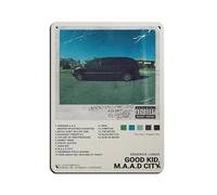 DRTRW Kendrick Lamar Good Kid, M.A.A.d City Album Poster Tin Sign Vintage Metal Pub Club Cafe Bar Home Wall Art Decoration Posters Retro 12x16inch(30x40cm)
