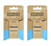 DrTung's Vegan Activated Charcoal Floss - Natural Dental Floss, PTFE & PFAS Free, Gentle on Gums, Expands & Stretches, BPA Free - Lemongrass Flavor (Pack of 2)