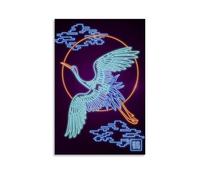 DRU I WQBRBH Neon Tsuru Bird Aesthetic Wall Art Poster for Living Room Bedroom Decorative Painting Cover Print 20x30inch(50x75cm) Unframe-style